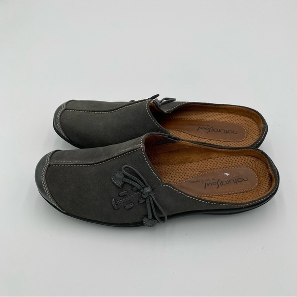 Natural Soul Naturalizer Leather‎ Suede Slip On Tie Comfort Mules Shoes Gray 6.5 - Picture 4 of 8